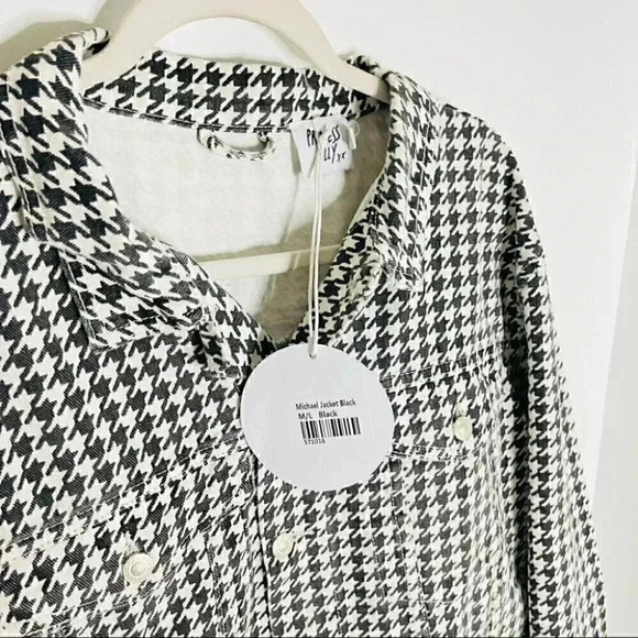 NWT Princess Polly Michael Jacket Oversized Houndstooth Denim Jacket Boyfriend - Picture 5 of 9